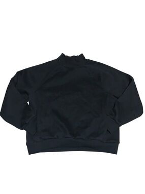 Comfrt Womens Mens Basic Mock Neck Fleece Pullover Sweatshirt Black Size M